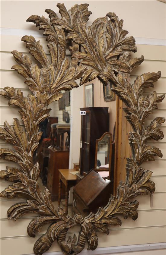 An acanthus carved giltwood mirror H.140cm